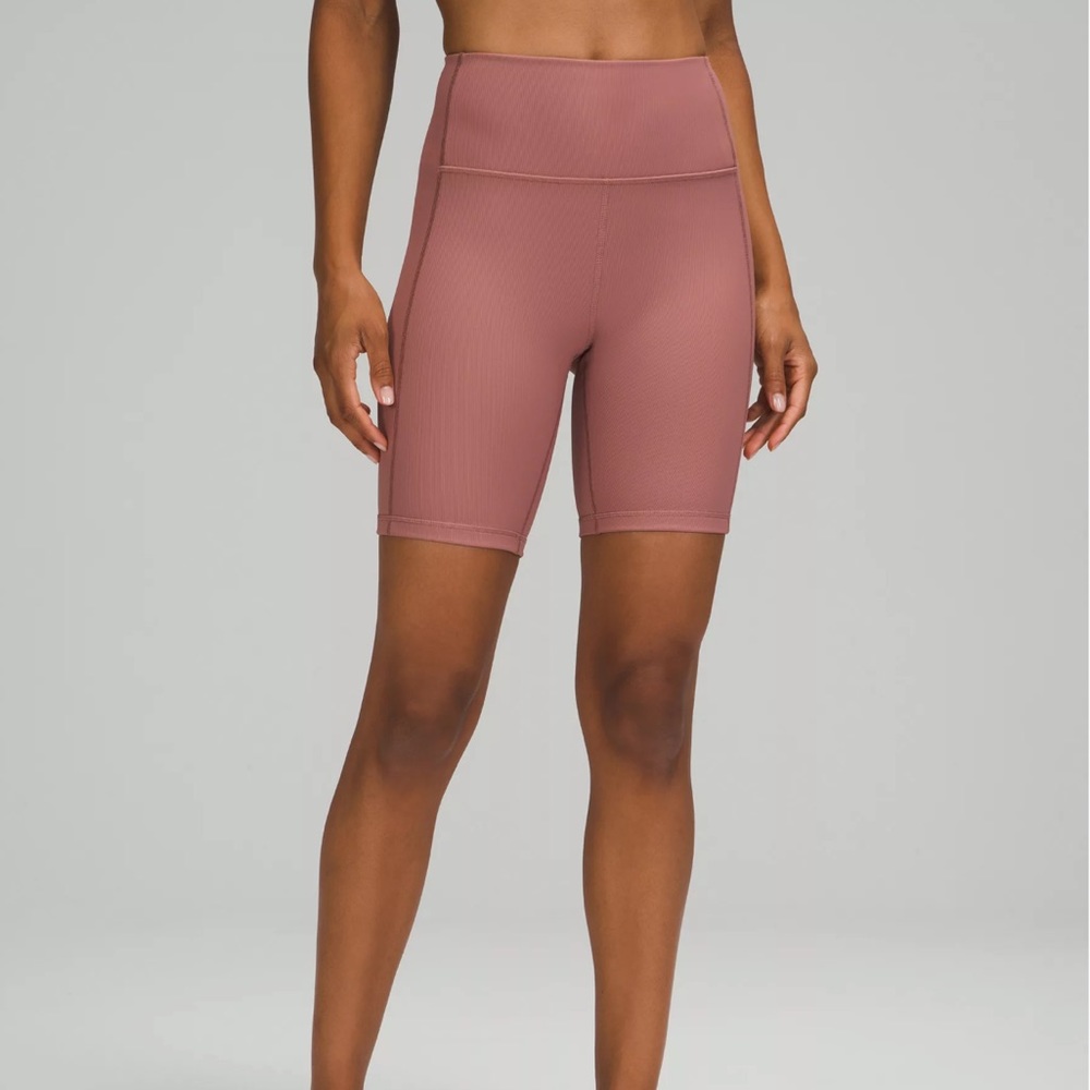 Lululemon Ribbed Contoured High Rise Short 8” in Spiced Chai